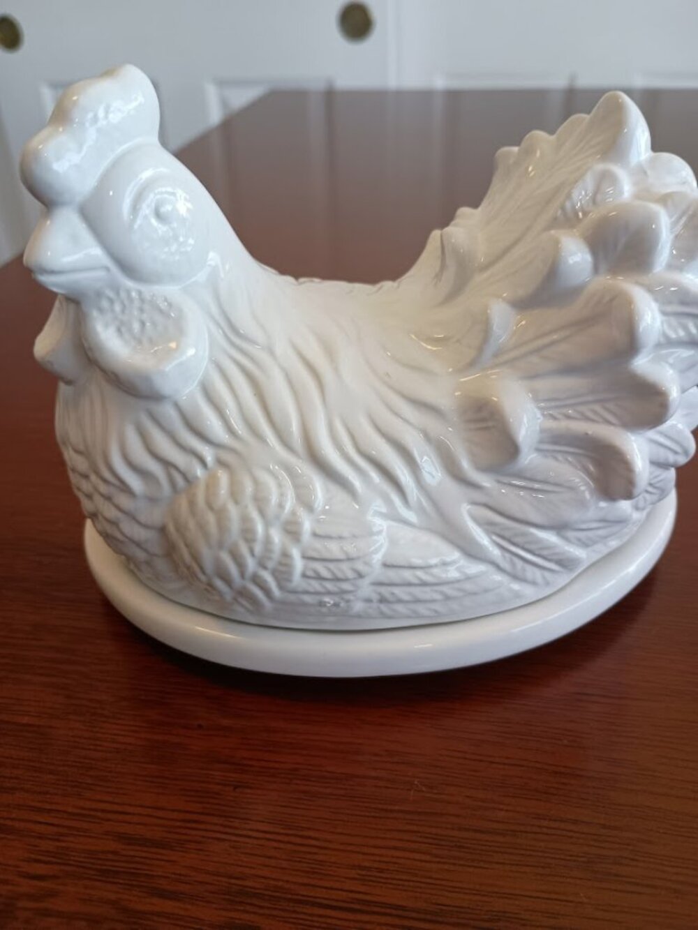 Essential Home White Ceramic Hen Lidded Butter Dish